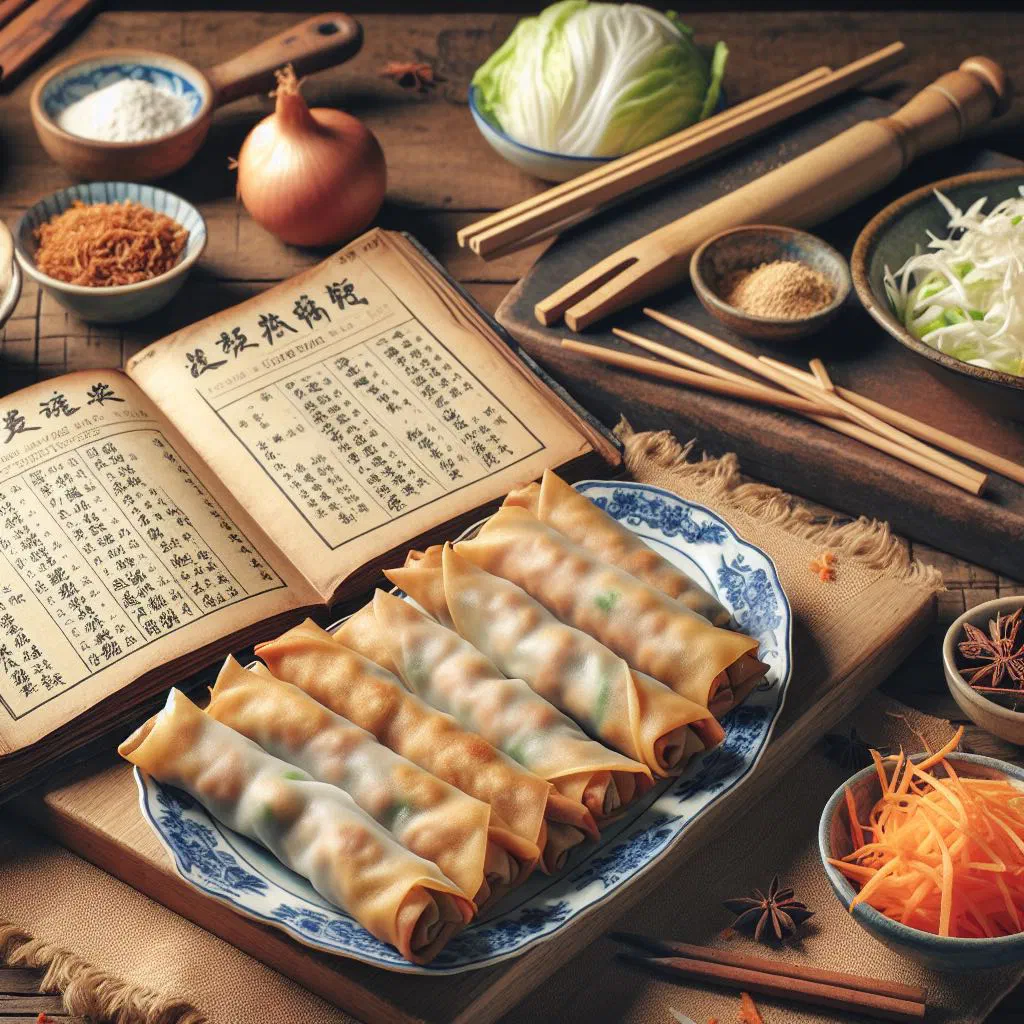 Golden, crispy Chinese spring rolls served with a dipping sauce