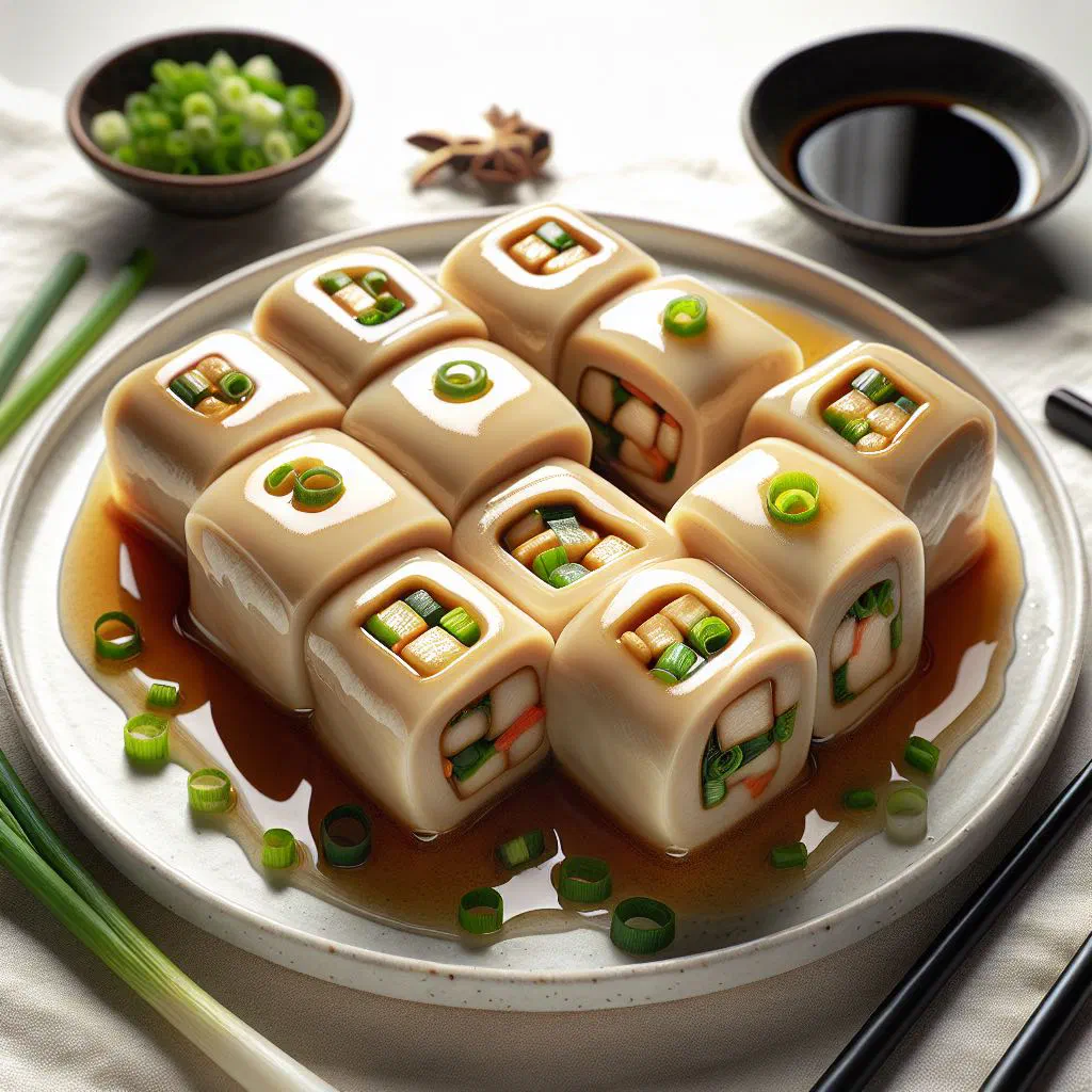 Golden pan-fried tofu skin rolls filled with vegetables