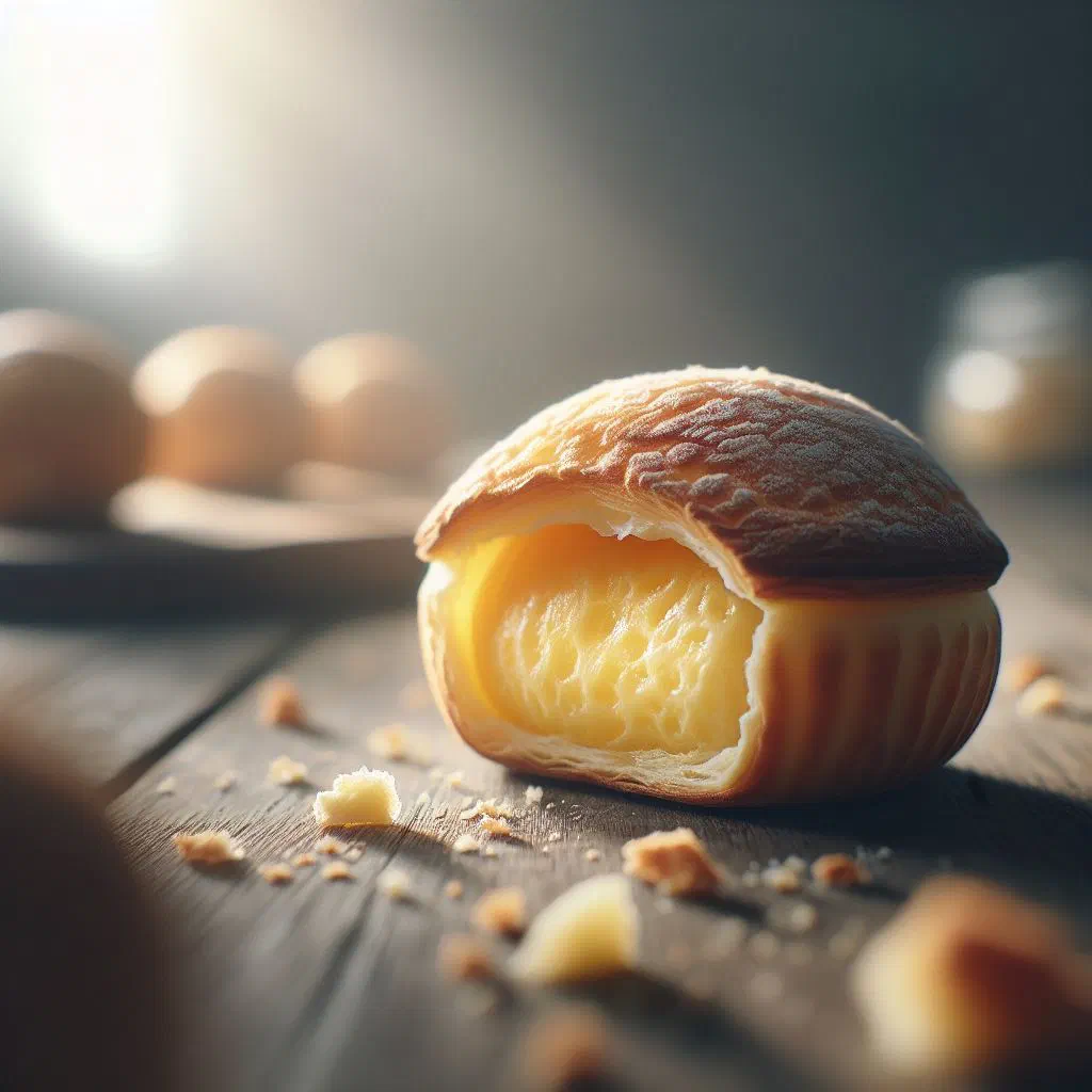 Golden almojabana cheese breads stacked on a plate