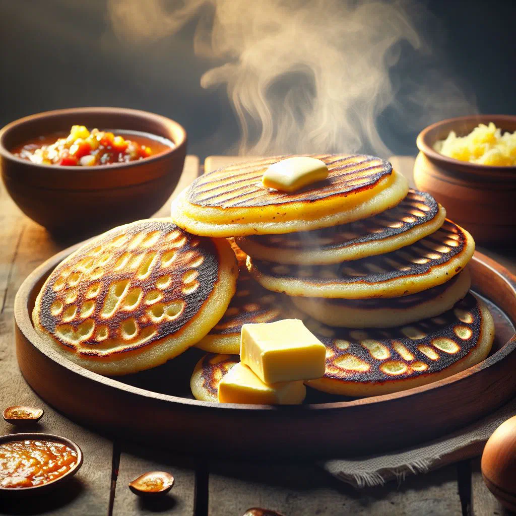 Golden Colombian arepas de choclo made with fresh sweetcorn and melted cheese
