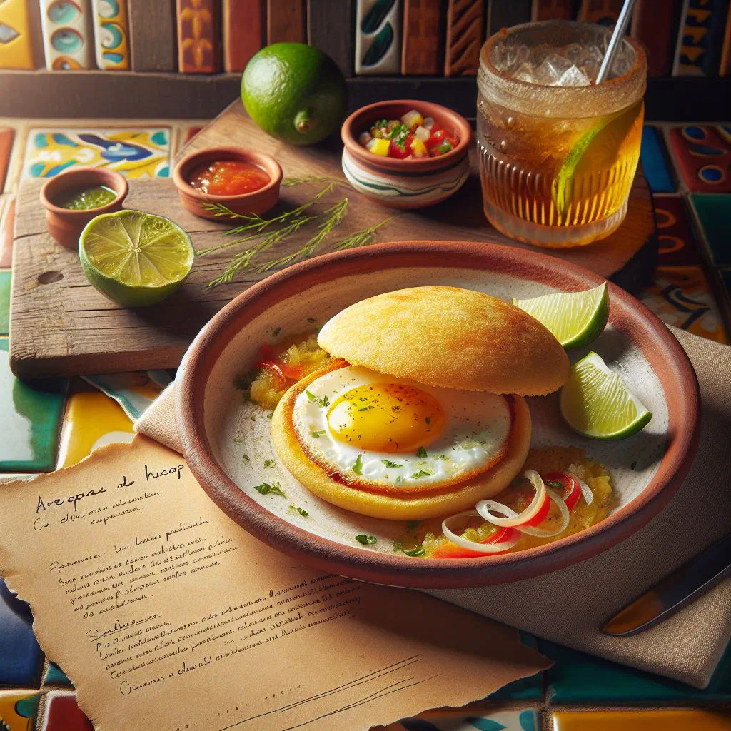 Golden fried arepas de huevo filled with egg on a plate