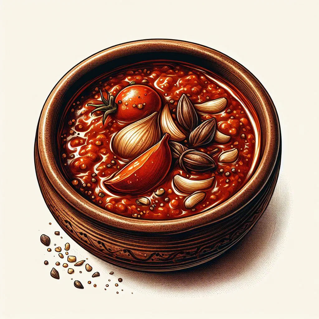 Bowl of Colombian hogao sauce made with tomatoes, onions and fresh coriander