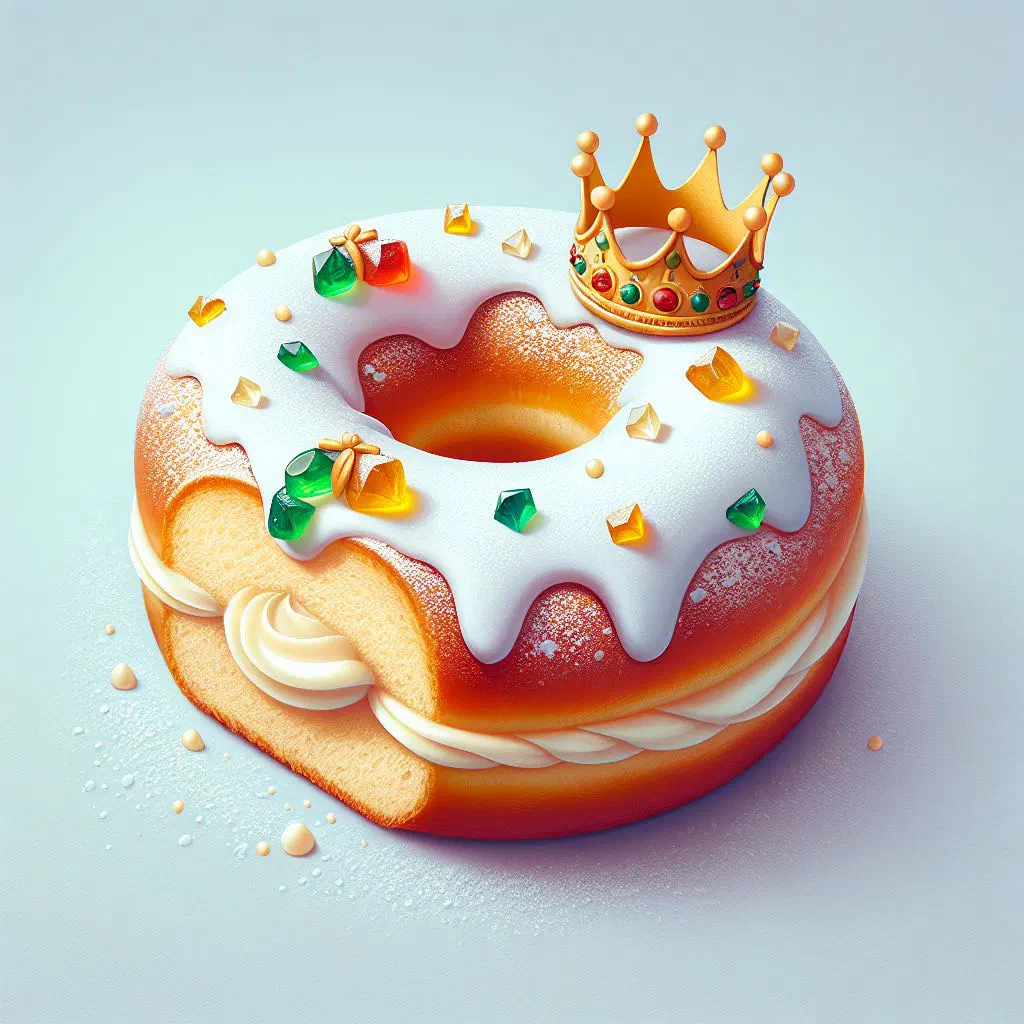 Golden Colombian roscón sweet bread ring dusted with sugar