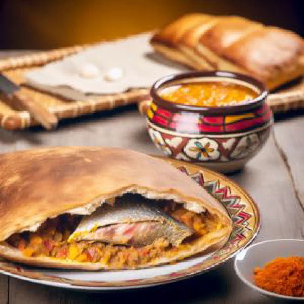 Pan-cooked fish with tomato, onion and fresh coriander