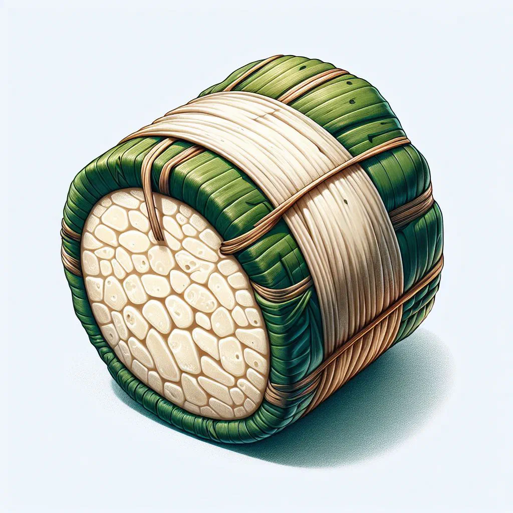 Chikwangue cassava paste wrapped in banana leaves on a plate