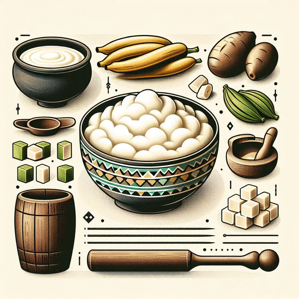 Smooth white balls of fufu served in a bowl ready to accompany a stew