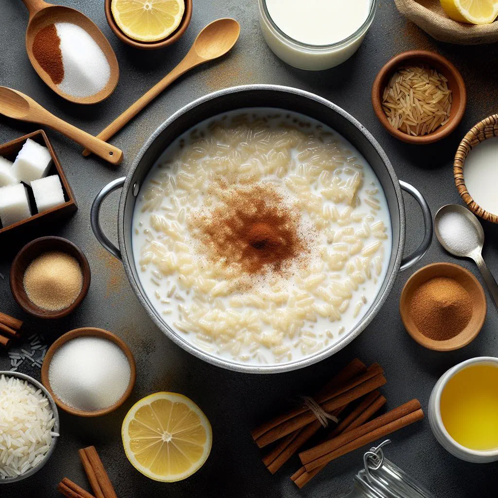 Creamy Costa Rican arroz con leche dusted with cinnamon