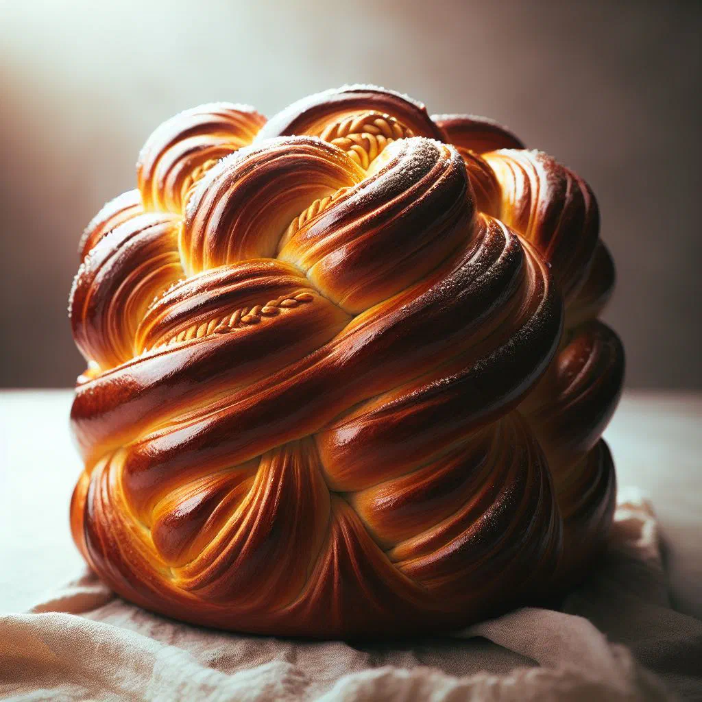 Sliced sweet babka bread with a swirled cinnamon and chocolate filling