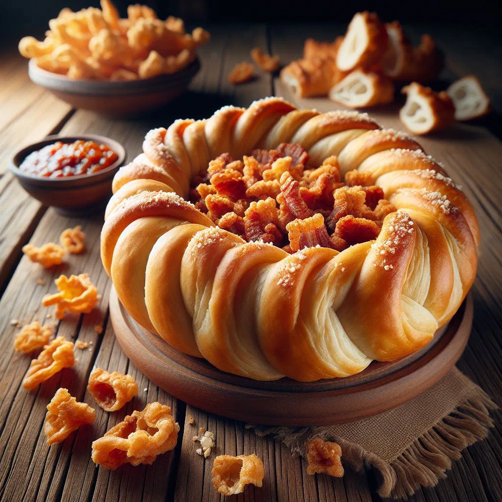 Golden fried Croatian pastry parcels filled with pork crackling