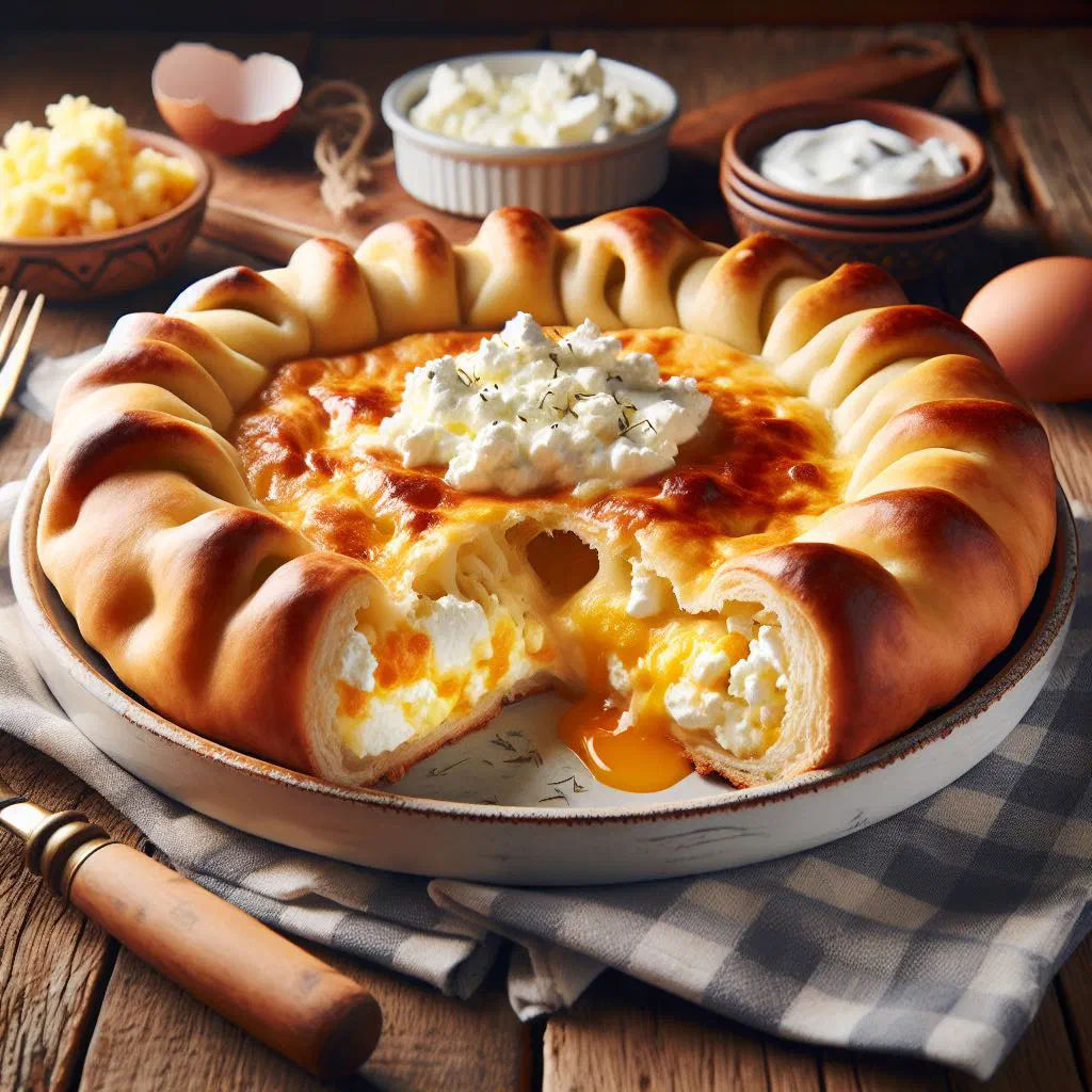 Baked zapečeni štrukli with a golden, crisp top in a baking dish
