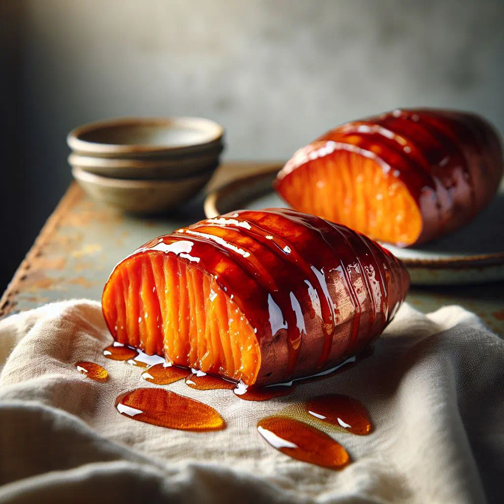 Glazed Cuban sweet potato pieces coated in cinnamon and brown sugar