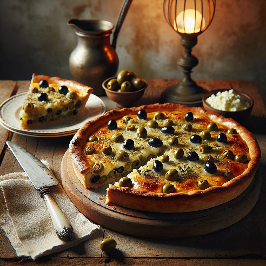 Golden Cypriot olive pies filled with chopped olives and onion