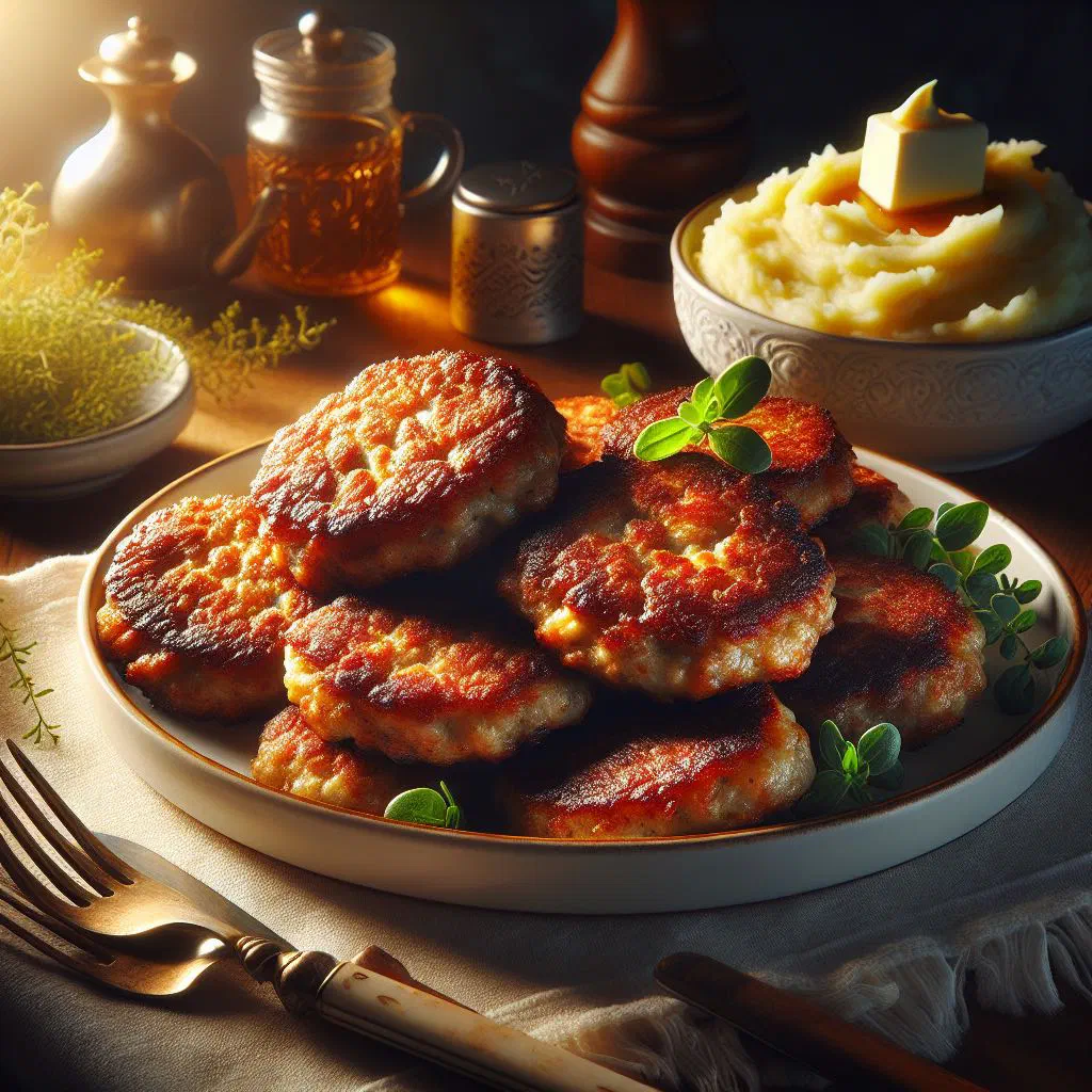 Golden breaded Czech meat patties served with potato salad and fresh parsley