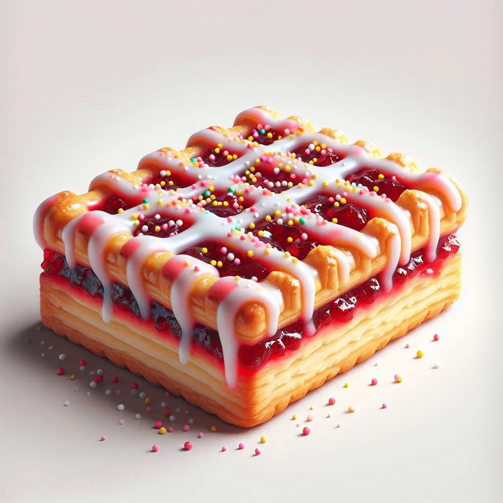 Danish raspberry slices dusted with icing sugar and cut into bars