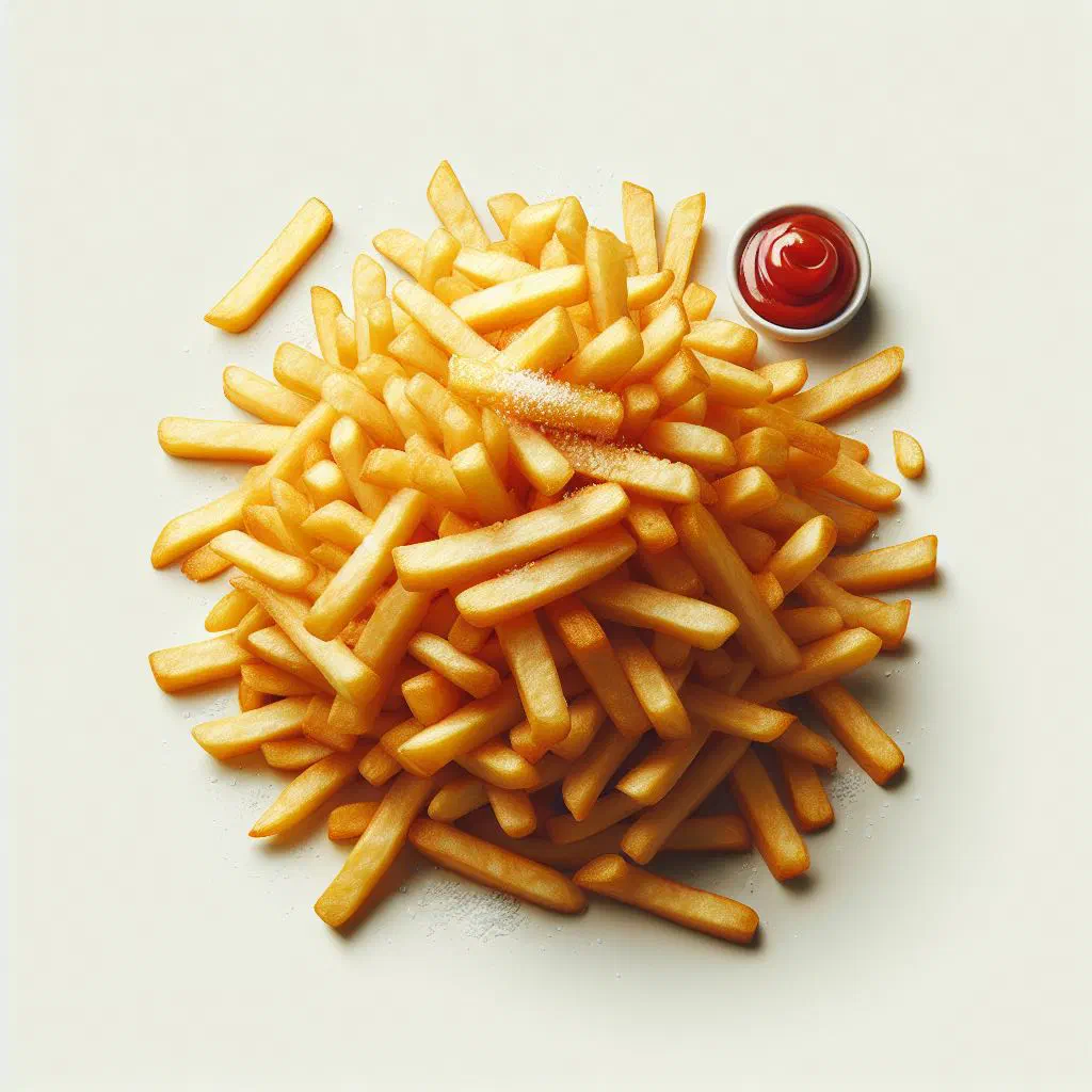 Golden fried sweet potato batons sprinkled with salt