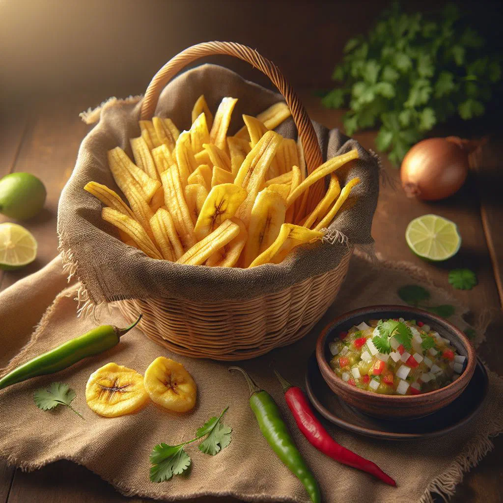 A bowl of golden, crispy Ecuadorian plantain chips