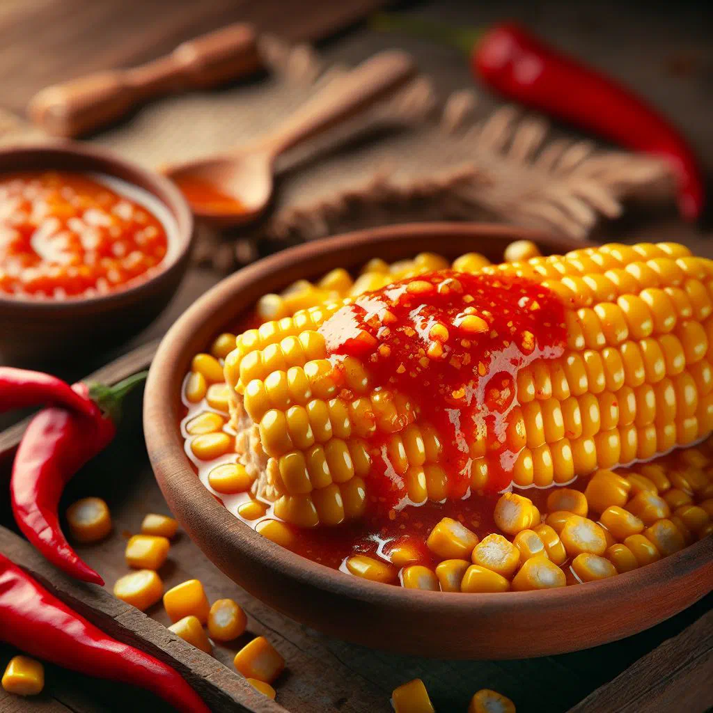 Tender boiled corn served with a fiery ají chilli salsa