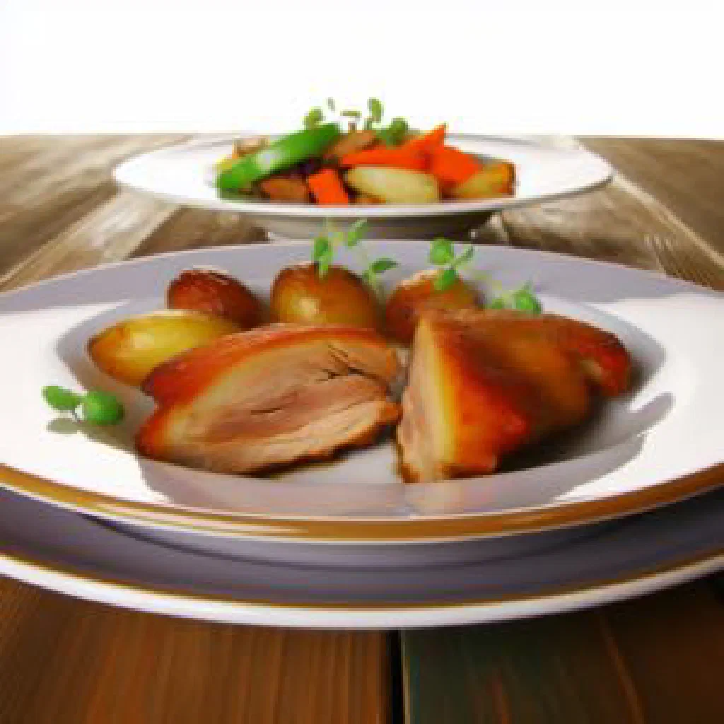 Cuy asado with crispy roasted skin served with potatoes