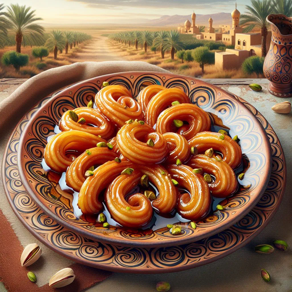 Golden fried Balah El Sham pastries glazed with sugar syrup