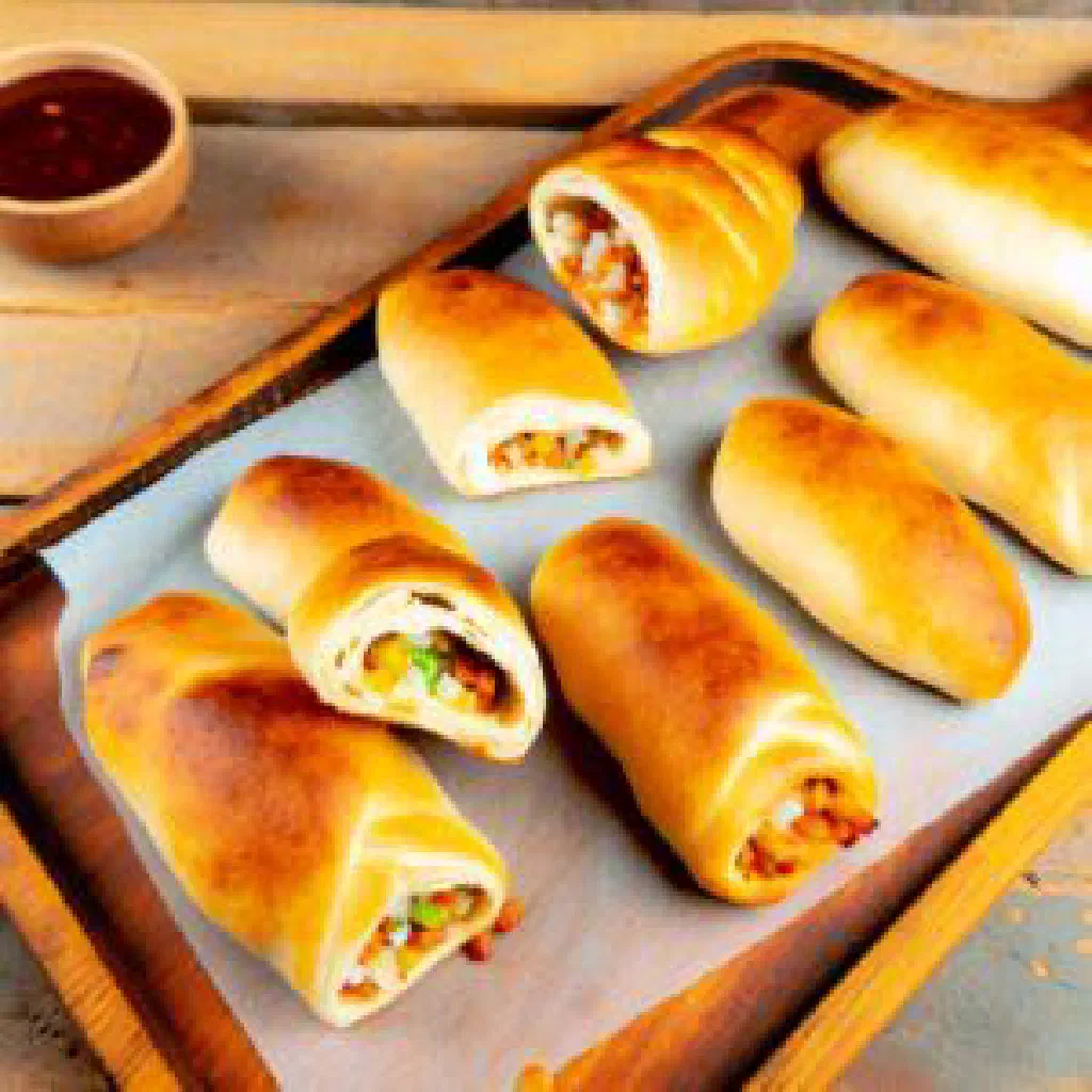 Golden Egyptian kalawi rolls garnished with fresh parsley