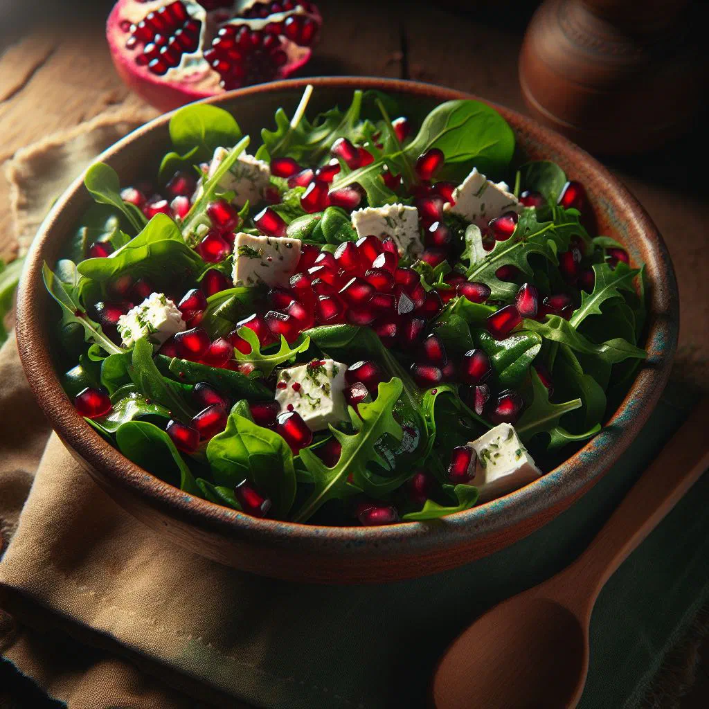 Fresh pomegranate molasses salad with jewelled seeds, cucumber and parsley
