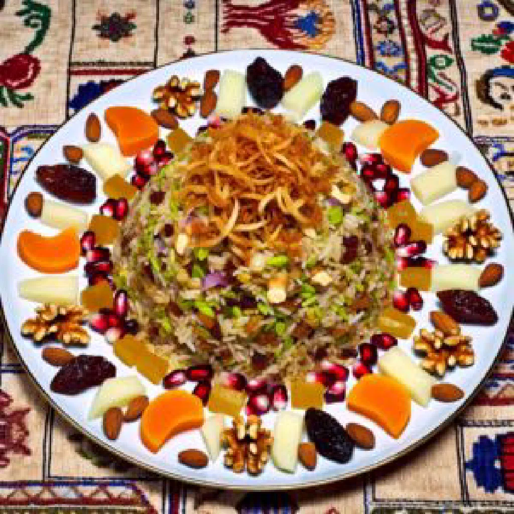 Fragrant Egyptian rozz bil khalta rice with tender meat and fresh parsley