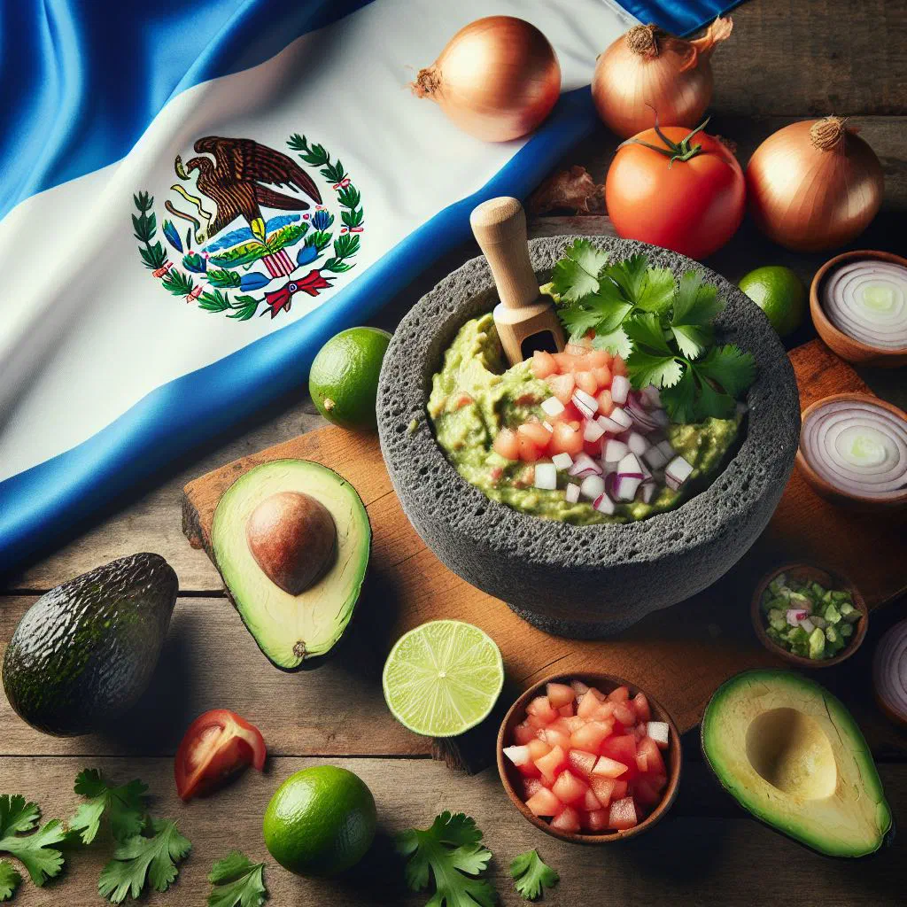 Bowl of creamy Salvadoran guacamole garnished with fresh coriander