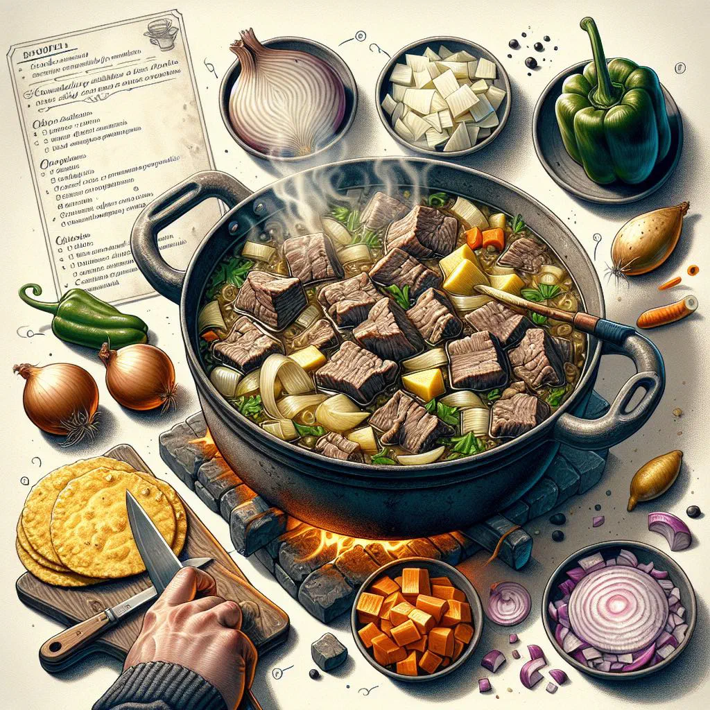 Bowl of Salvadoran sopa de mondongo with tripe, vegetables and coriander