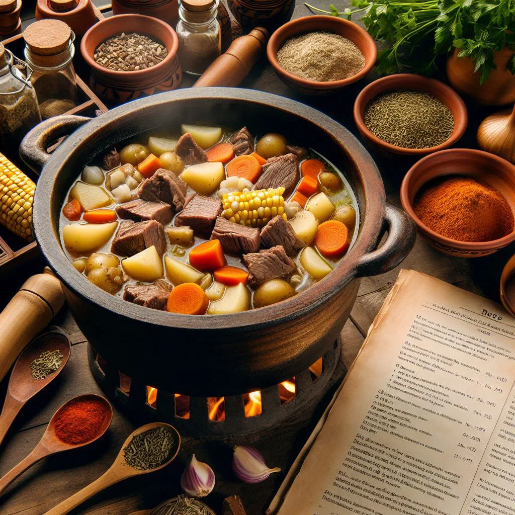 Bowl of Salvadoran beef soup with yuca, carrots and fresh coriander