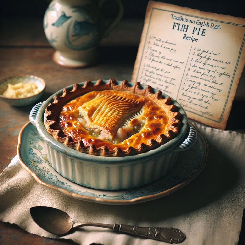 Golden baked fish pie with a creamy mashed potato topping