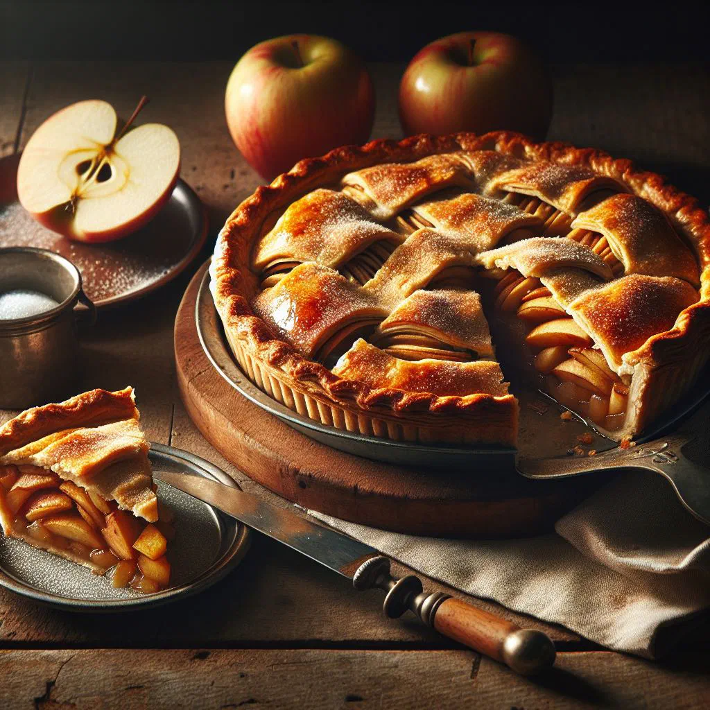 Golden Worcestershire apple pie with a buttery glazed crust