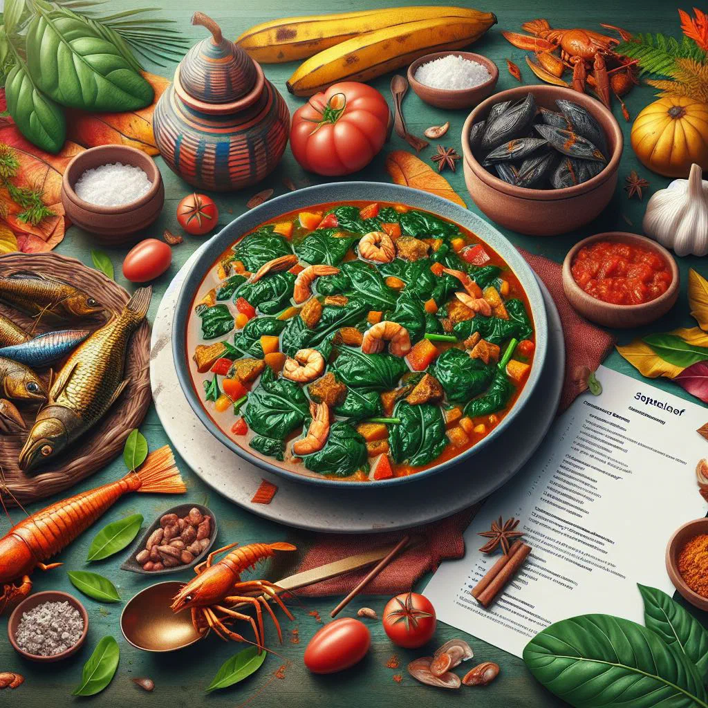 Bitaleaf, a stew of leafy greens with fish and tomatoes