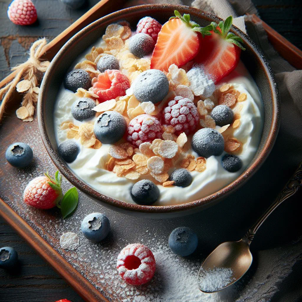 Creamy Estonian kohupiimakreem in a glass topped with fresh berries