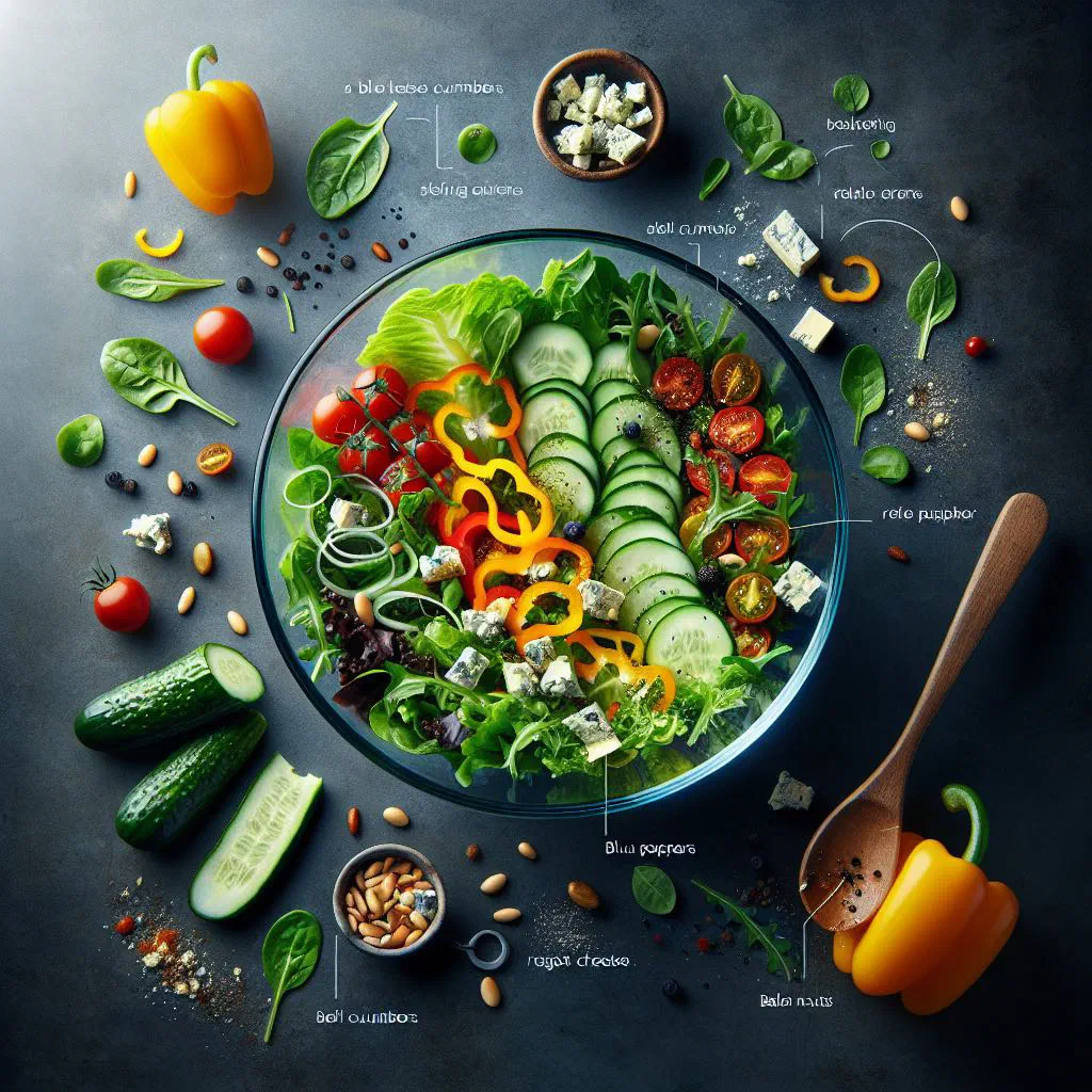 Fresh imfino salad with kale, tomato and grated carrot
