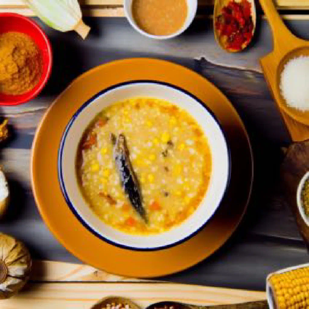 A bowl of creamy Lipalishi maize porridge served with vegetables
