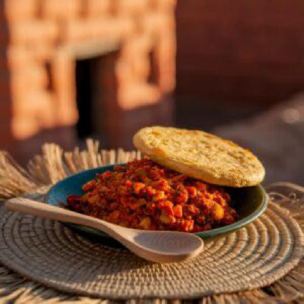Freshly baked round loaf of Ethiopian Dabo Wetet bread