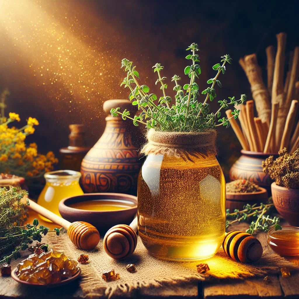 A glass carafe of golden Ethiopian tej honey wine