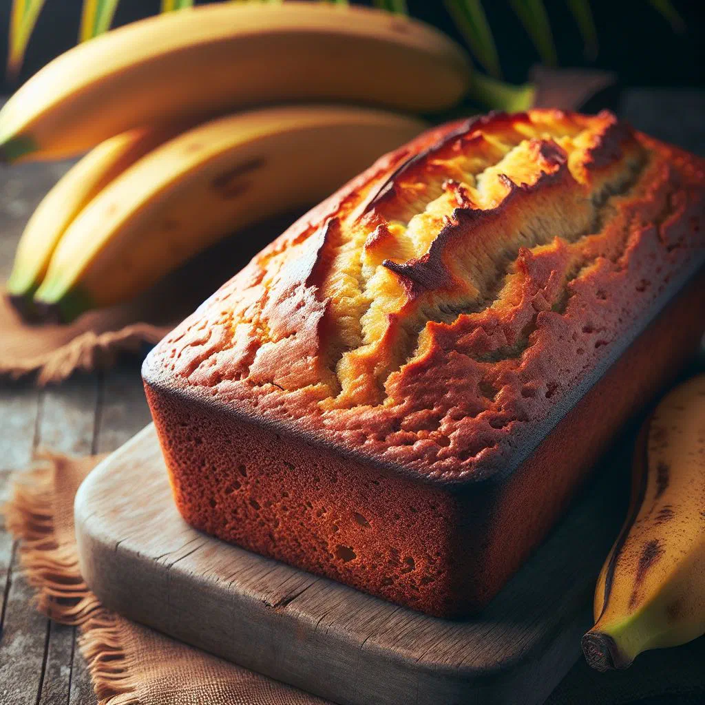 Sliced Fijian banana bread on a wooden board