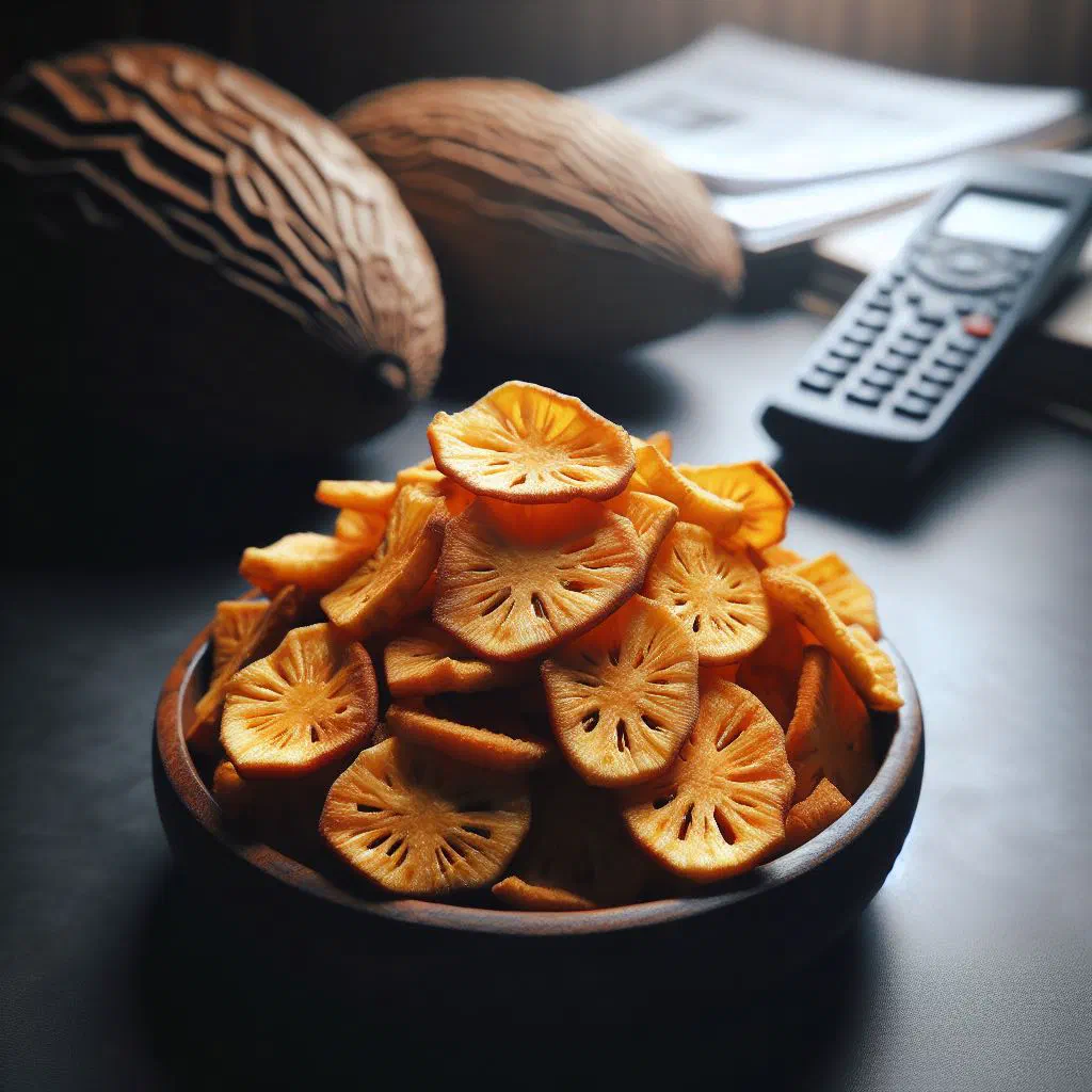 Golden, crispy Fijian breadfruit chips in a serving bowl