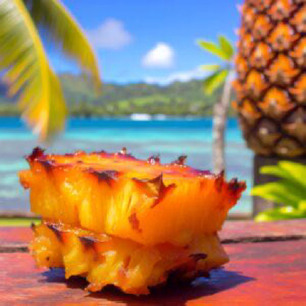 Golden caramelized pineapple slices with a glossy sugar crust