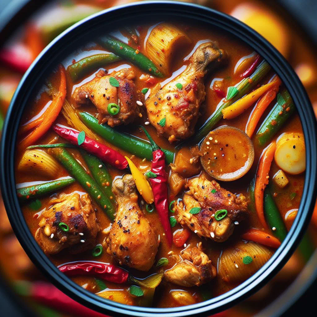Fijian chicken curry in creamy coconut sauce garnished with fresh coriander