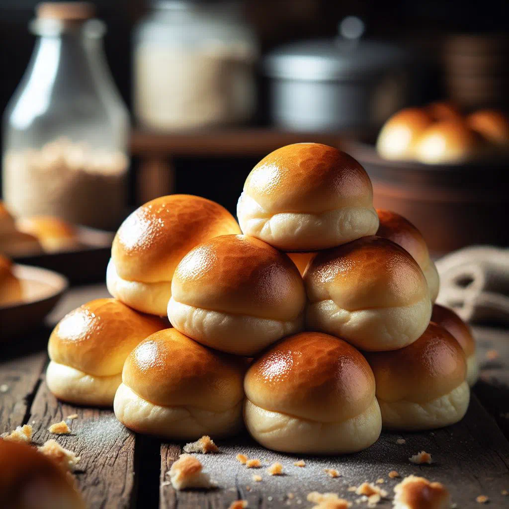 Soft steamed lolo buns filled with sweet coconut on a plate