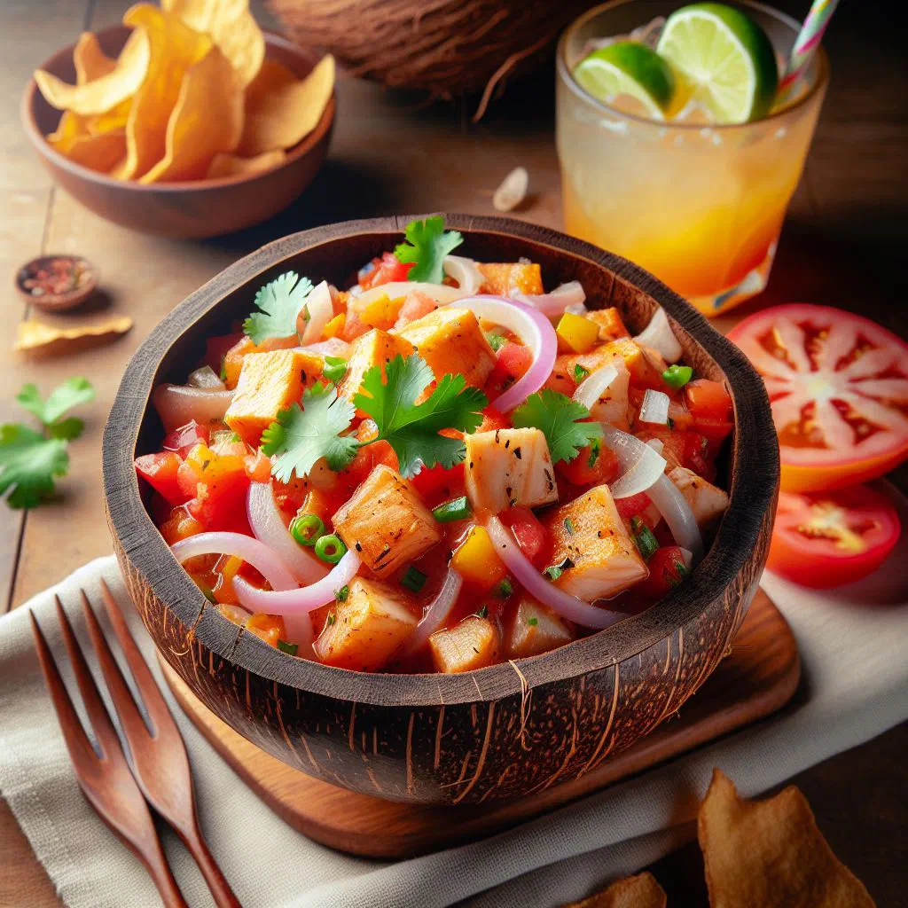 Seafood kokoda with lime-cured fish, coconut milk and fresh coriander