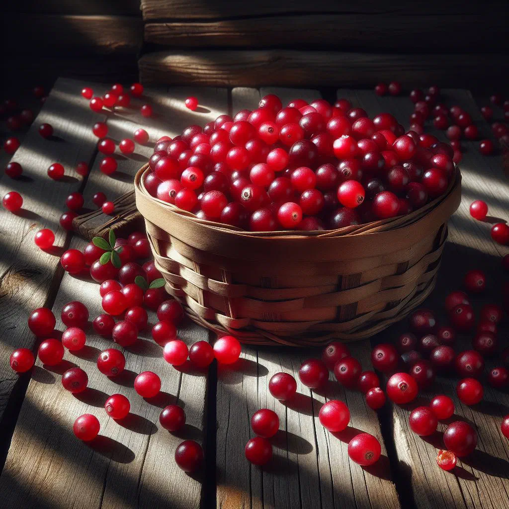 Bowl of Finnish karpalo cranberries served over creamy yoghurt