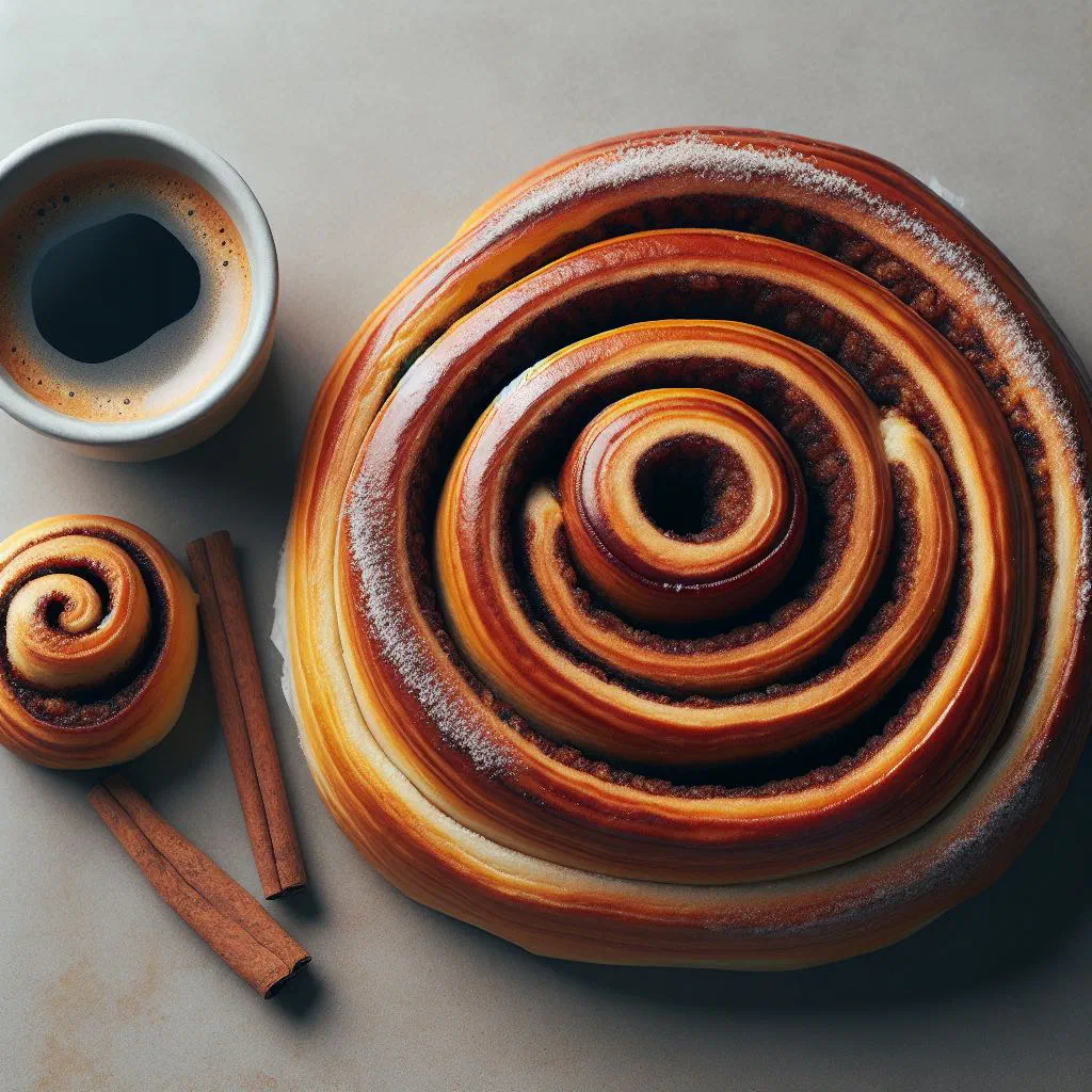 Freshly baked korvapuusti cinnamon buns dusted with pearl sugar