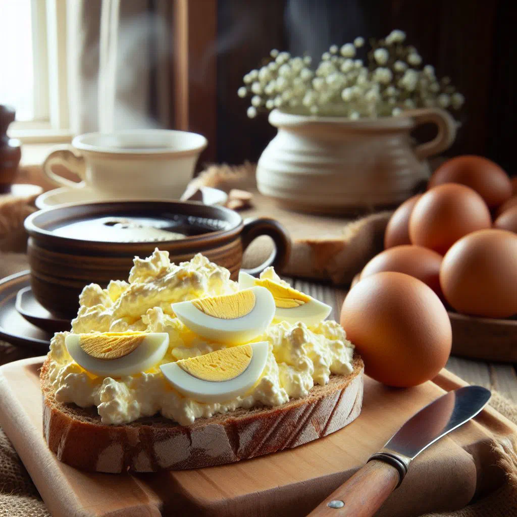 Creamy Finnish munavoi egg butter in a bowl with chopped chives