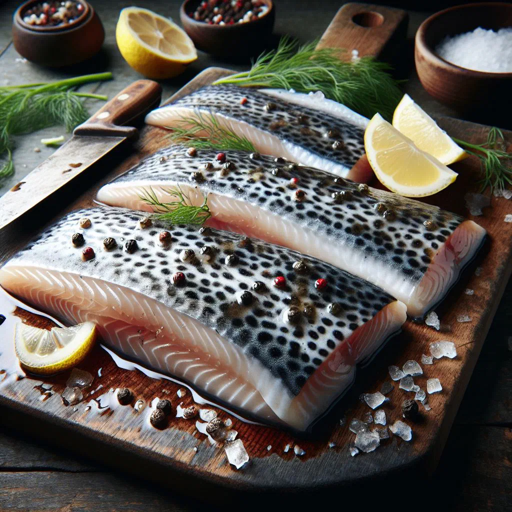 Pan-fried whitefish fillets with lemon and fresh dill