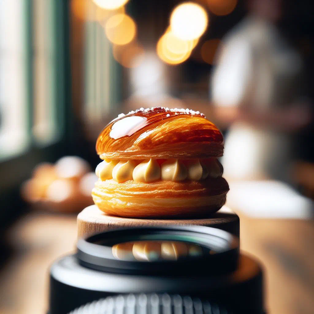 Cream-filled choux à la crème dusted with icing sugar