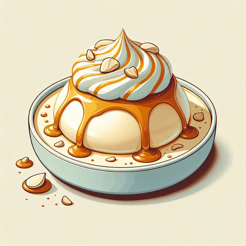 Floating meringue islands resting on a pool of vanilla custard