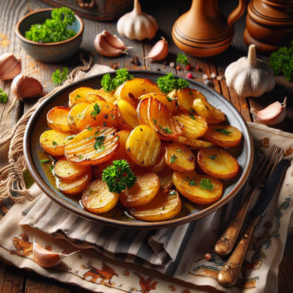 Golden, crispy sliced potatoes fried in duck fat with garlic and thyme